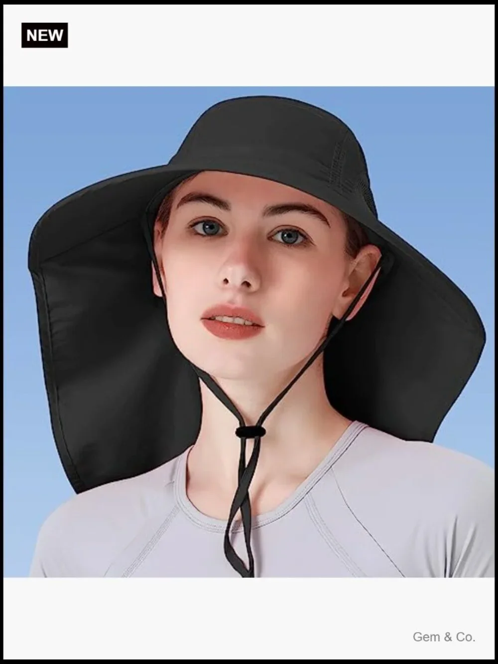 Foldable Waterproof Wide Brim Bucket Hat with Neck Flap for Fishing Hiking